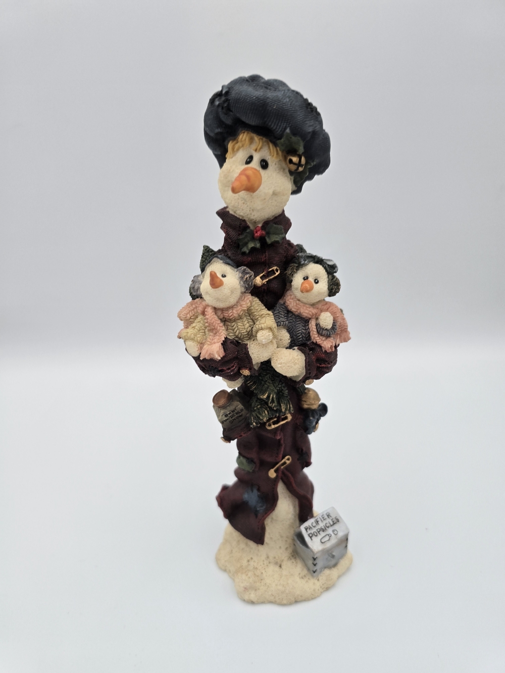 Boyds Bears Snowman Family Figurine in Cream, Navy and Burgundy